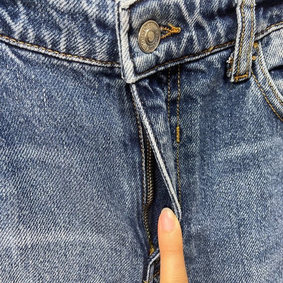 Mango Cameo Relaxed Straight Step Waist Raw Hem Jeans sz 6 - Picture 10 of 16